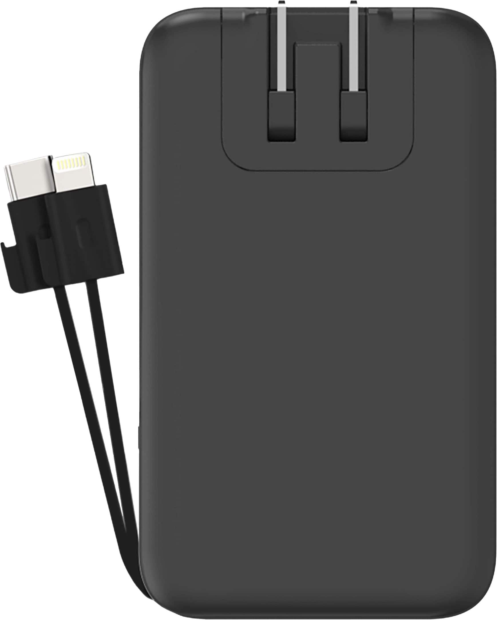 Angle. myCharge - POWERHUB PLUS 6,000mAh Everything Built-In Portable Charge for Most USB Enables Devices - Black.