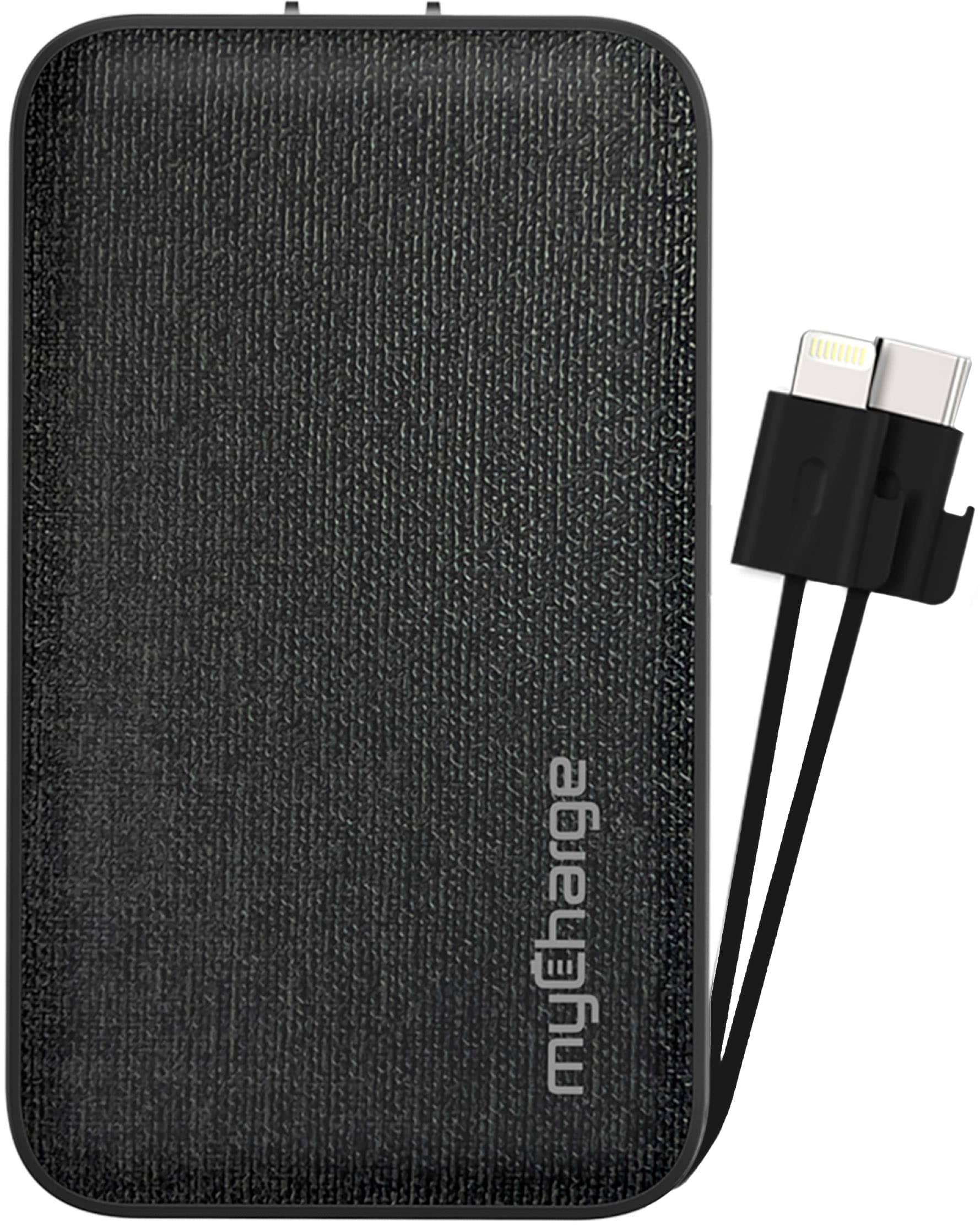Front. myCharge - POWERHUB PLUS 6,000mAh Everything Built-In Portable Charge for Most USB Enables Devices - Black.