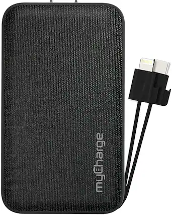 Front. myCharge - POWERHUB PLUS 6,000mAh Everything Built-In Portable Charge for Most USB Enables Devices - Black.