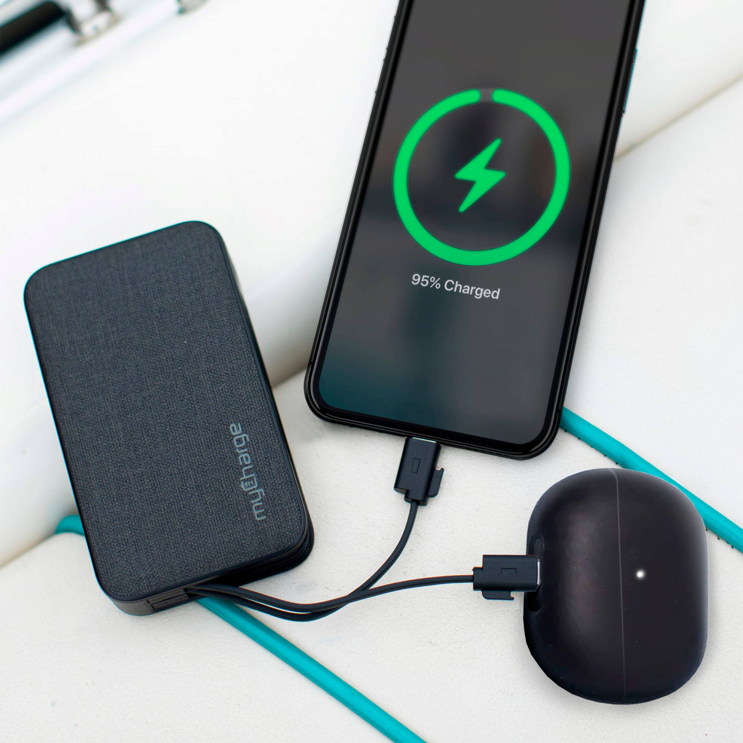 Alt View 1. myCharge - POWERHUB PLUS 6,000mAh Everything Built-In Portable Charge for Most USB Enables Devices - Black.