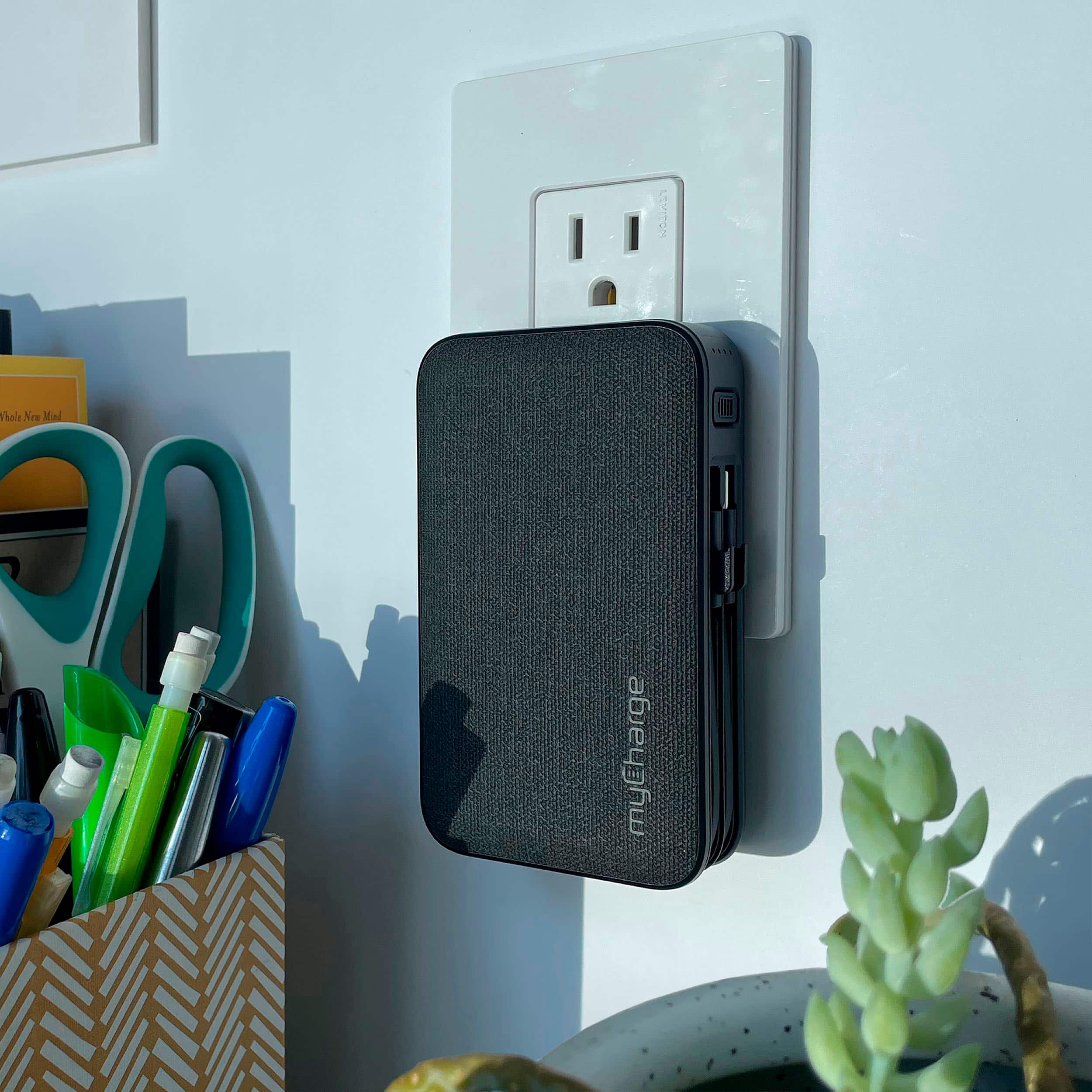 Alt View 2. myCharge - POWERHUB PLUS 6,000mAh Everything Built-In Portable Charge for Most USB Enables Devices - Black.