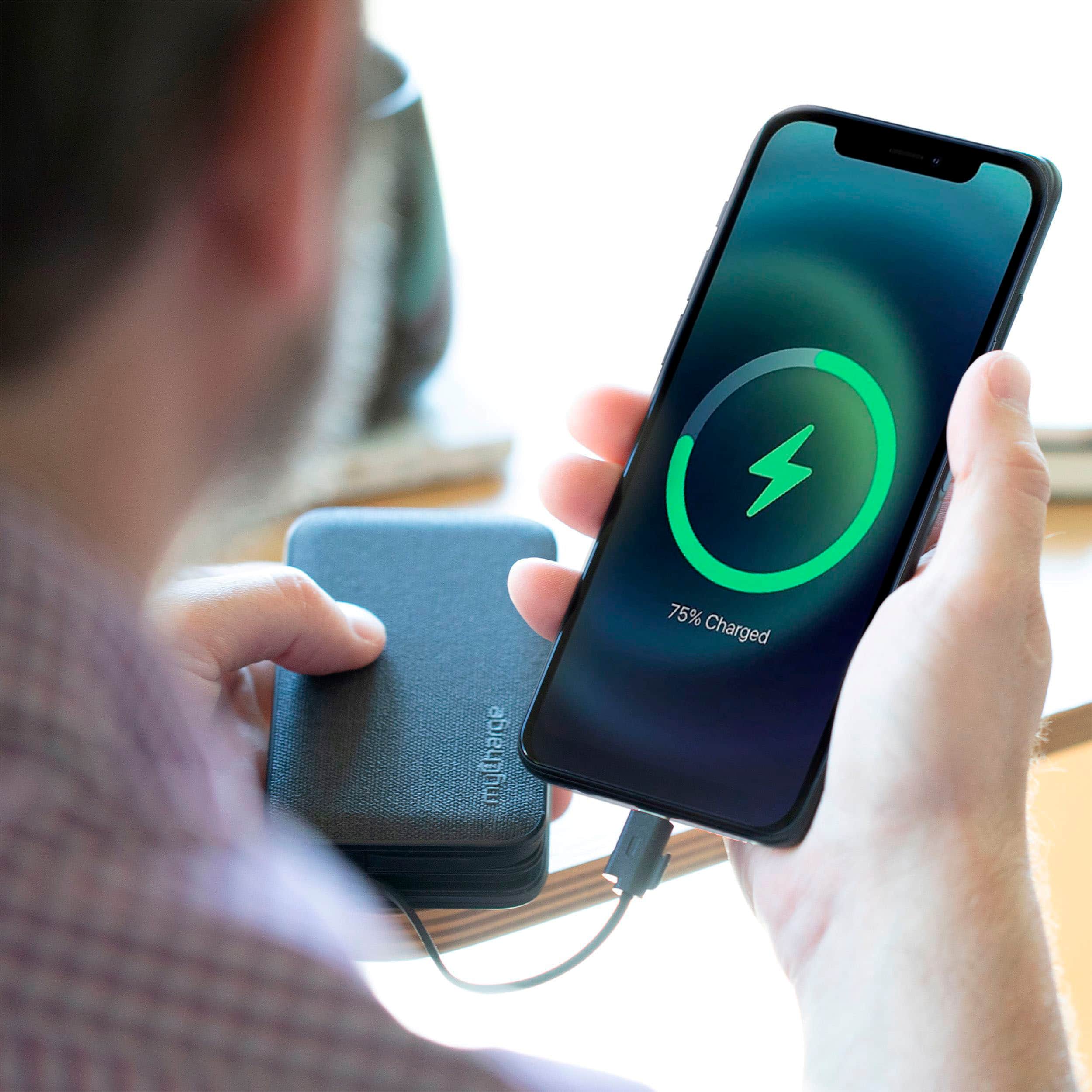 Alt View 3. myCharge - POWERHUB PLUS 6,000mAh Everything Built-In Portable Charge for Most USB Enables Devices - Black.