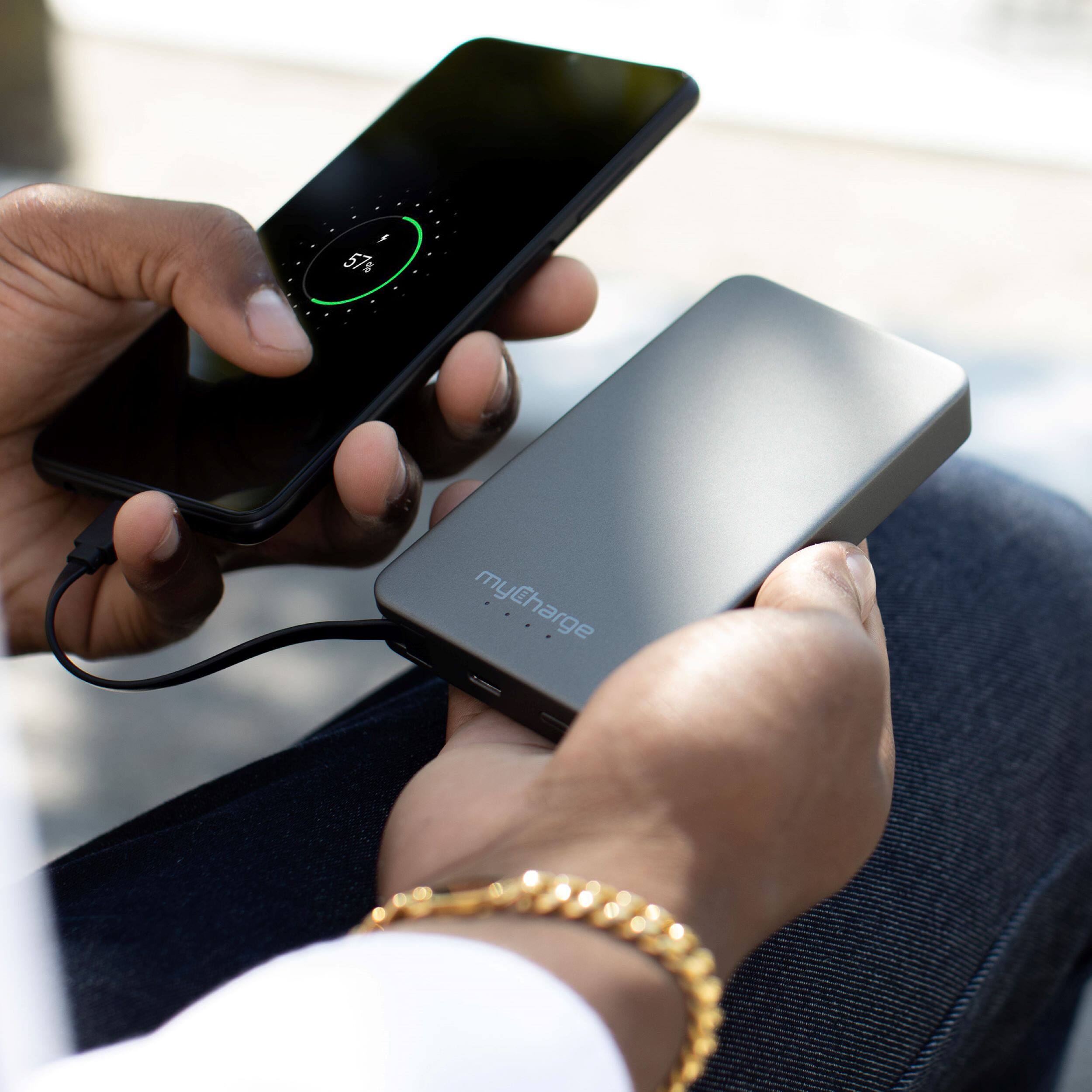 Alt View 11. myCharge - AMP PRONG 5,000mAh Everything Built-In Portable Charge for Most USB Enables Devices - Gray.