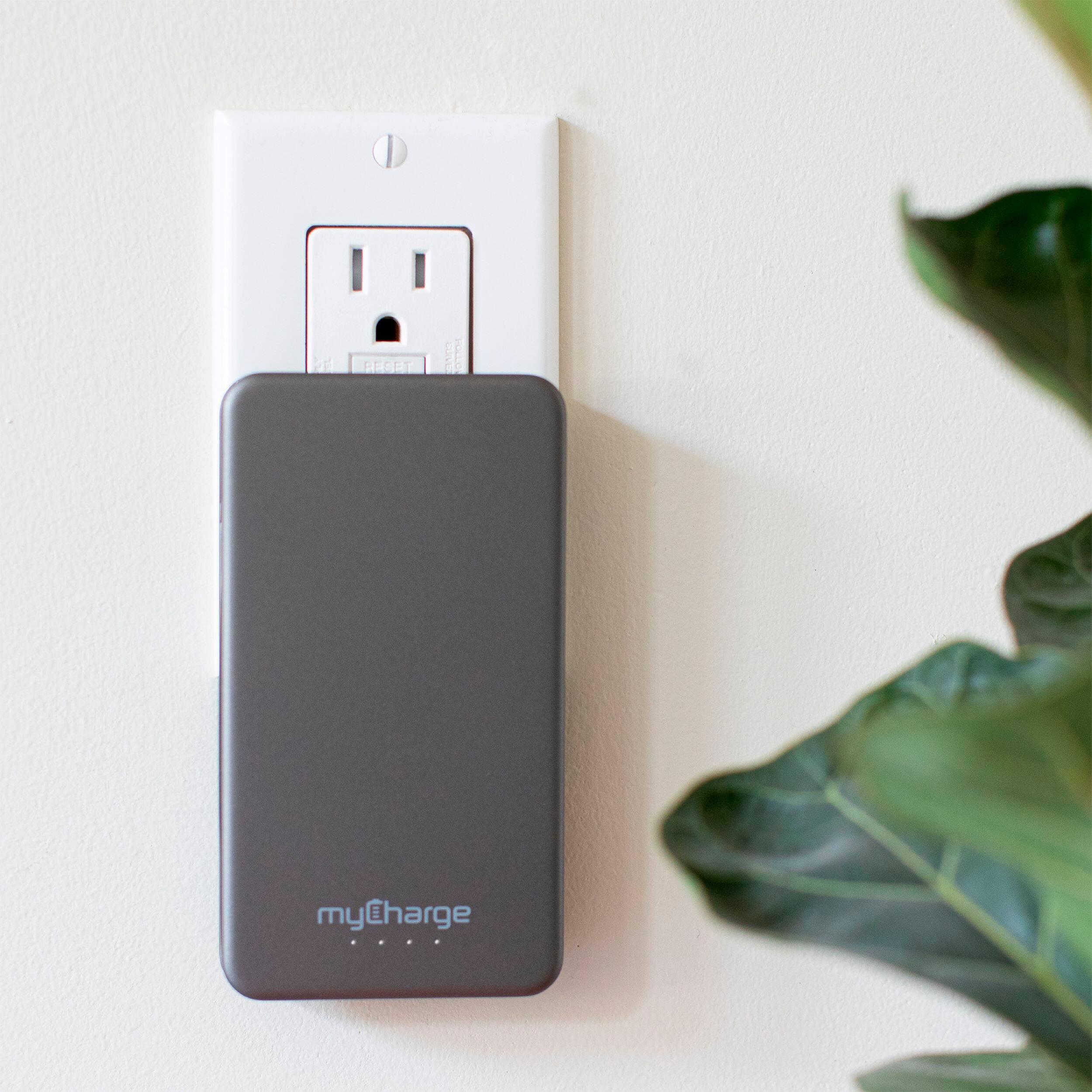 Alt View 2. myCharge - AMP PRONG 5,000mAh Everything Built-In Portable Charge for Most USB Enables Devices - Gray.