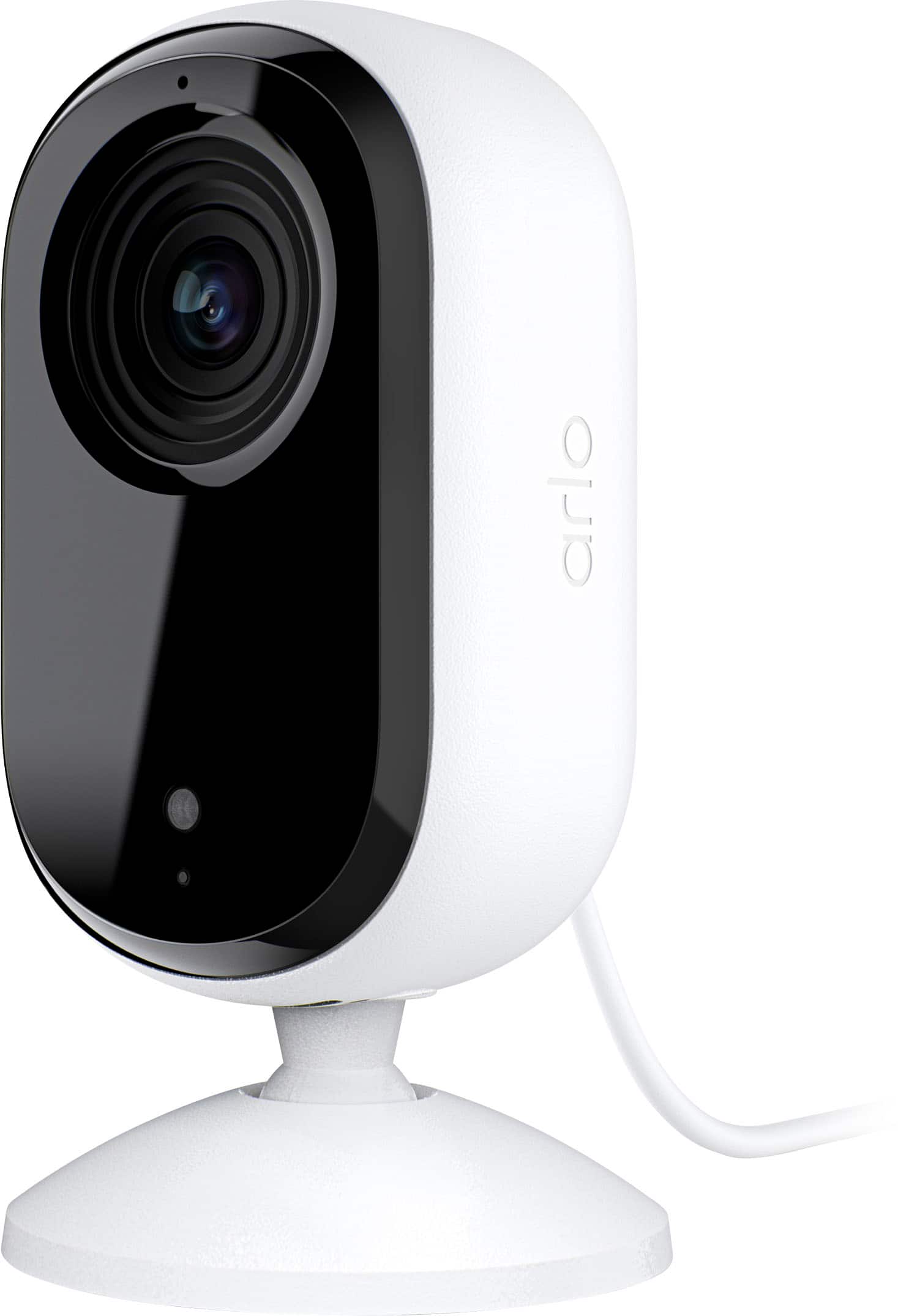 Front. Arlo - Essential 1-Camera Indoor Wired 2K Security Camera (2nd Generation) with Automated Privacy Shield - White.