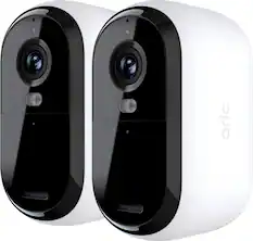 Front. Arlo - Essential 2-Camera Outdoor Wireless 2K Security Camera (2nd Generation) with Color Night Vision - White.