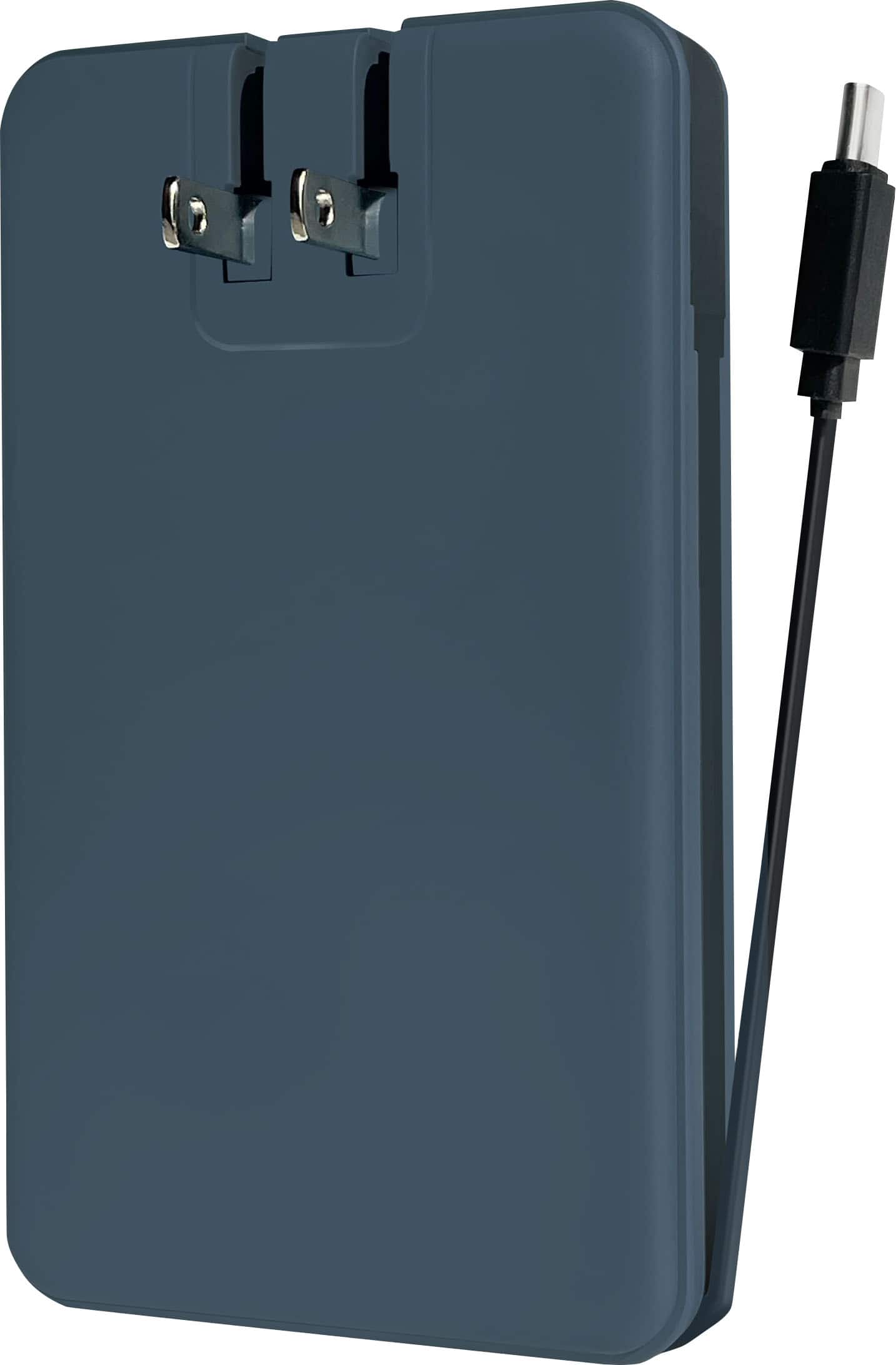 Front. myCharge - AMP PRONG PLUS 10,000mAh Everything Built-In Portable Charge for Most USB-C Enables Devices - Blue.