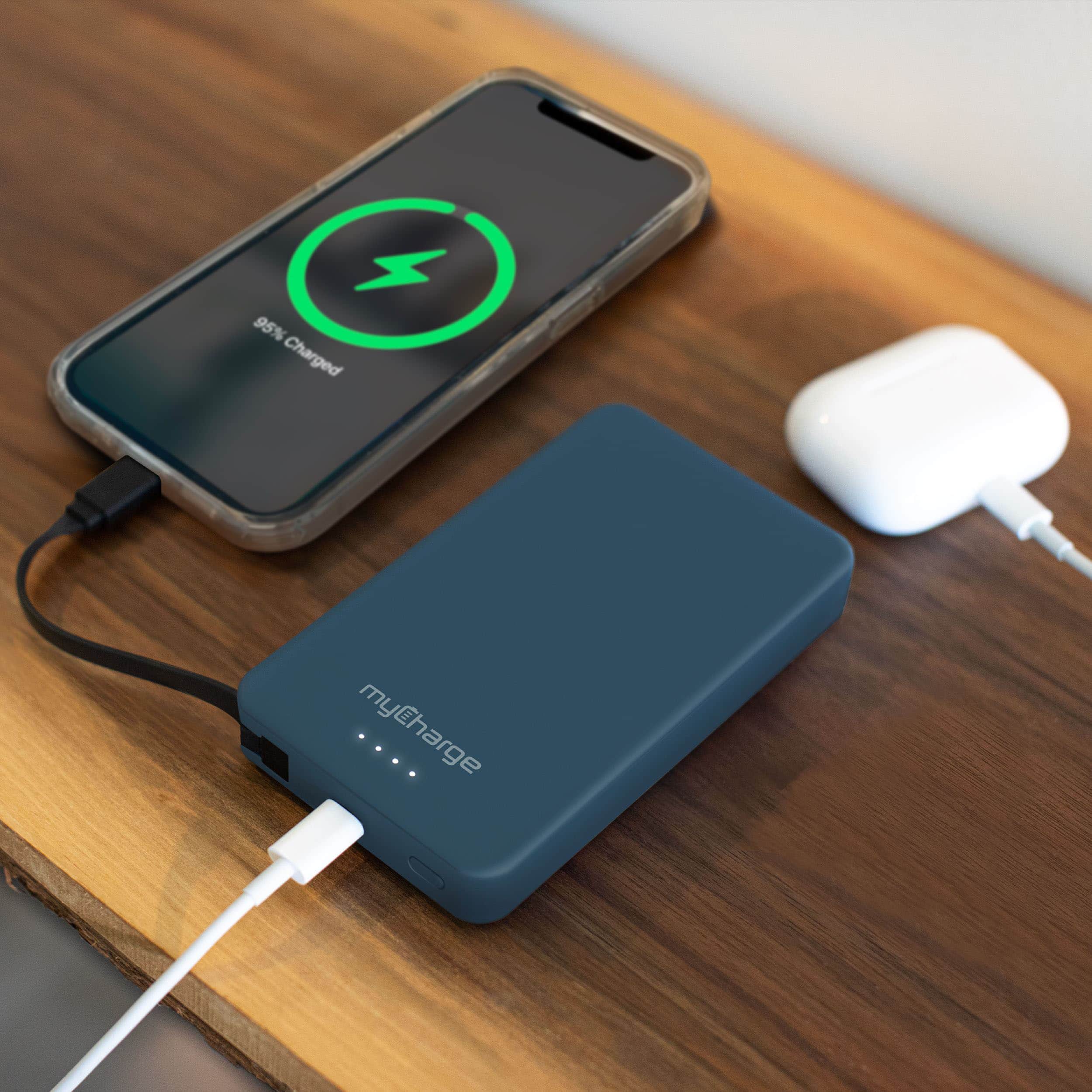 Alt View 2. myCharge - AMP PRONG PLUS 10,000mAh Everything Built-In Portable Charge for Most USB-C Enables Devices - Blue.