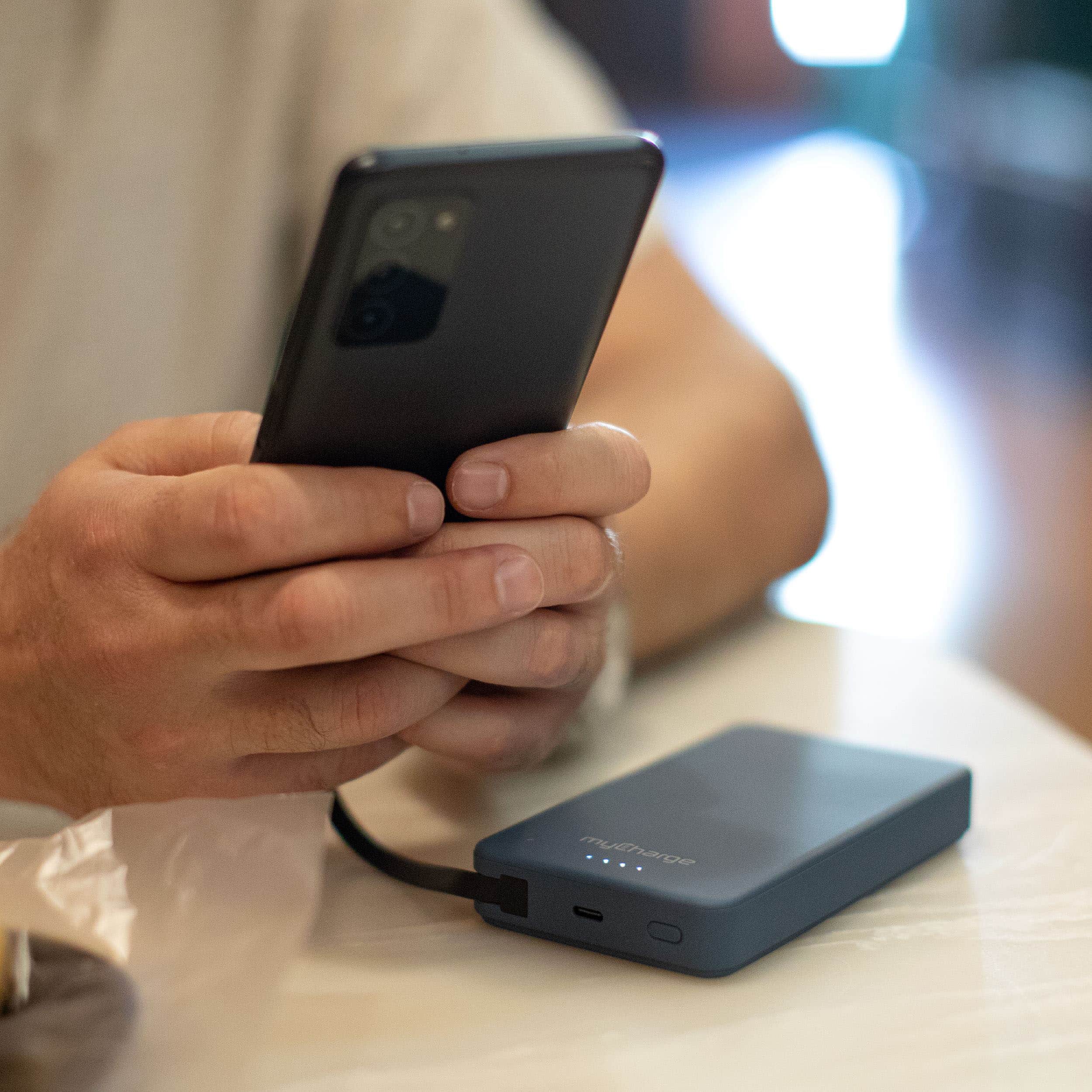 Alt View 3. myCharge - AMP PRONG PLUS 10,000mAh Everything Built-In Portable Charge for Most USB-C Enables Devices - Blue.