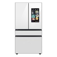 Samsung - BESPOKE 23 cu. ft. 4-Door French Door Counter Depth Smart Refrigerator with Family Hub - White Glass - Front_Zoom
