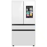 Samsung - BESPOKE 29 cu. ft. 4-Door French Door Smart Refrigerator with Family Hub - White Glass - Front_Zoom