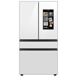 Samsung - BESPOKE 29 cu. ft. 4-Door French Door Smart Refrigerator with Family Hub - White Glass - Front_Zoom