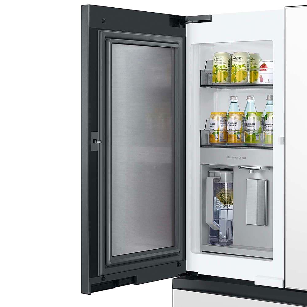 Alt View 16. Samsung - BESPOKE 29 cu. ft. 4-Door French Door Smart Refrigerator with Family Hub - White Glass.