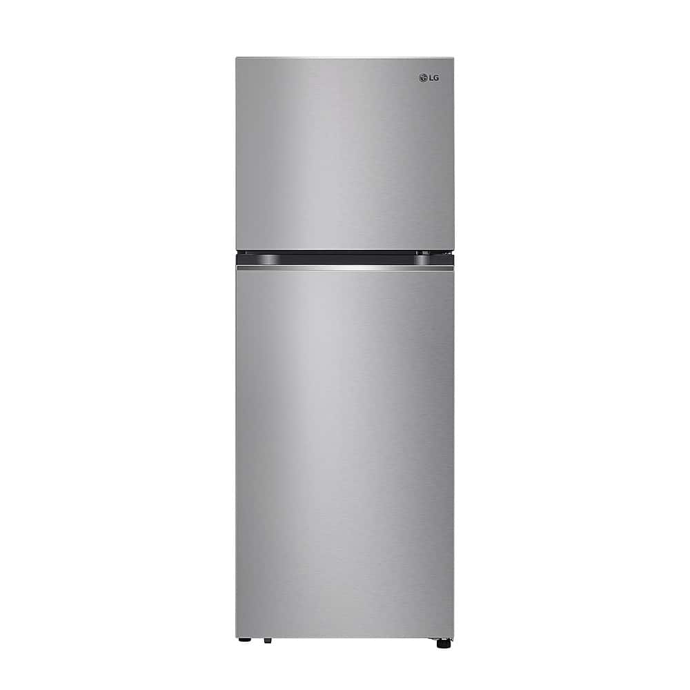 Front. LG - 11.1 Cu Ft Top-Freezer Refrigerator - Stainless Steel Look.