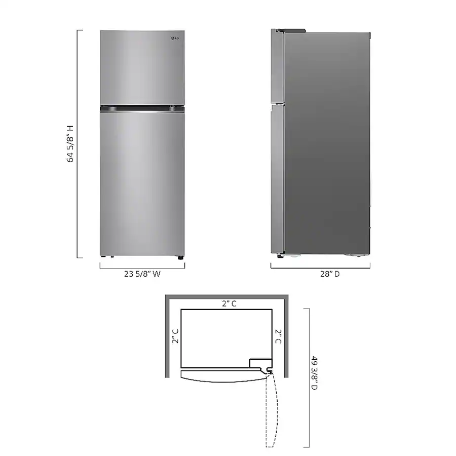 LG 24 in Wide 11.1 Cu. Ft. Top Freezer Refrigerator with Digital ...