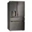 Angle. LG - Standard-Depth MAX 28.6 Cu. Ft. 4-Door French Door Smart Refrigerator with Full-Convert Drawer - PrintProof Black Stainless Steel.