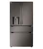 Front. LG - Standard-Depth MAX 28.6 Cu. Ft. 4-Door French Door Smart Refrigerator with Full-Convert Drawer - PrintProof Black Stainless Steel.