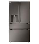 LG - 36-in Wide Standard-Depth MAX 28.6 Cu. Ft. 4-Door French Door Smart Refrigerator with Full-Convert Drawer - Black Stainless Steel