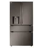 LG - 36-in Wide Standard-Depth MAX 28.6 Cu. Ft. 4-Door French Door Smart Refrigerator with Full-Convert Drawer - Black Stainless Steel
