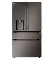 LG - 28.6 Cu. Ft. Standard-Depth MAX 4-Door French Door Smart Refrigerator with Full-Convert Drawer - Black Stainless Steel - Front_Zoom