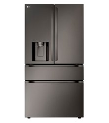 LG - 28.6 Cu. Ft. 4-Door French Door Smart Refrigerator with Full-Convert Drawer - Black Stainless Steel - Front_Zoom