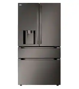LG - Standard-Depth MAX 28.6 Cu. Ft. 4-Door French Door Smart Refrigerator with Full-Convert Drawer - Black Stainless Steel