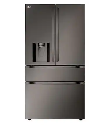 Front. LG - Standard-Depth MAX 28.6 Cu. Ft. 4-Door French Door Smart Refrigerator with Full-Convert Drawer - PrintProof Black Stainless Steel.