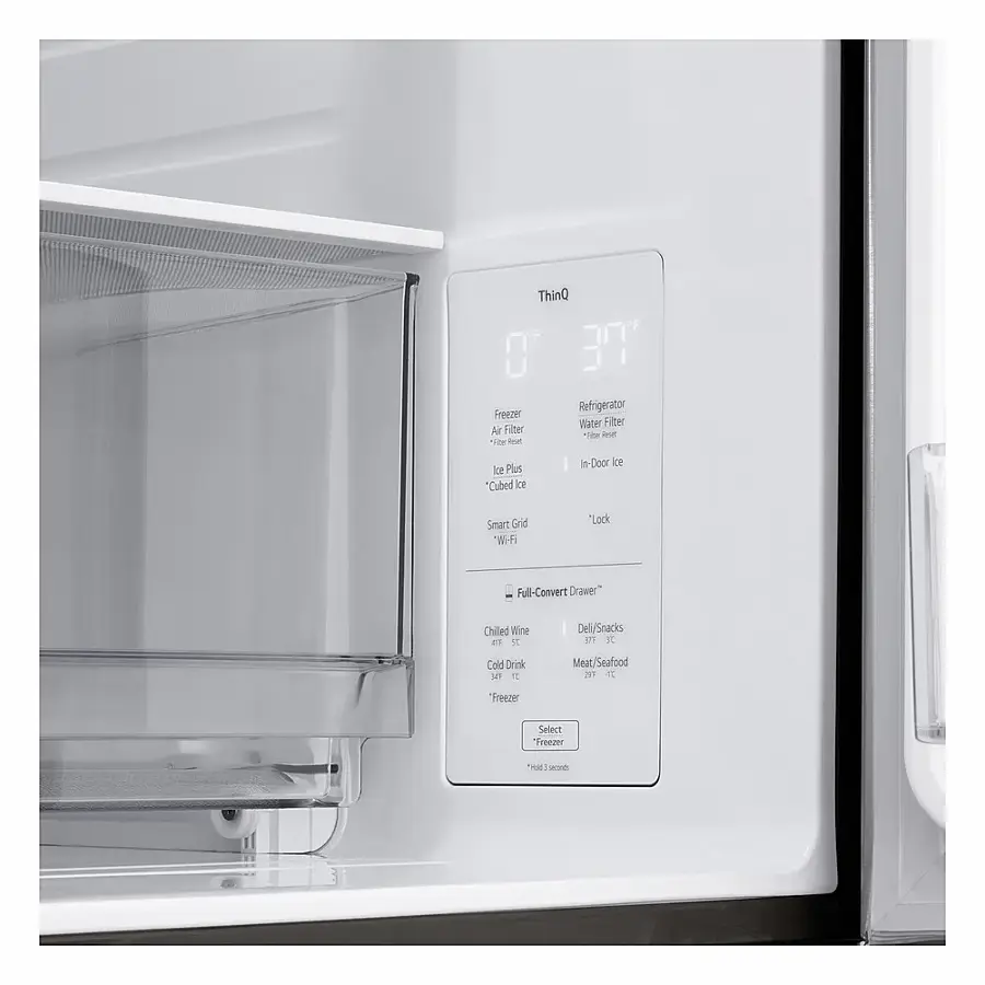 Alt View 13. LG - Standard-Depth MAX 28.6 Cu. Ft. 4-Door French Door Smart Refrigerator with Full-Convert Drawer - PrintProof Black Stainless Steel.