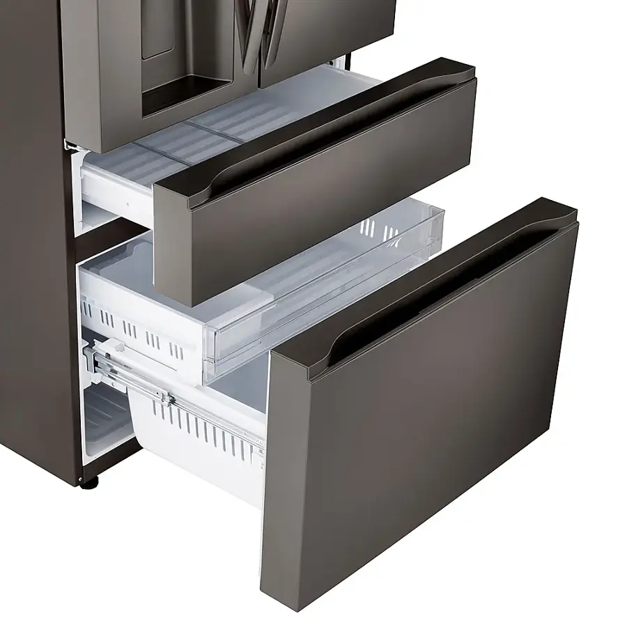 Alt View 18. LG - Standard-Depth MAX 28.6 Cu. Ft. 4-Door French Door Smart Refrigerator with Full-Convert Drawer - PrintProof Black Stainless Steel.