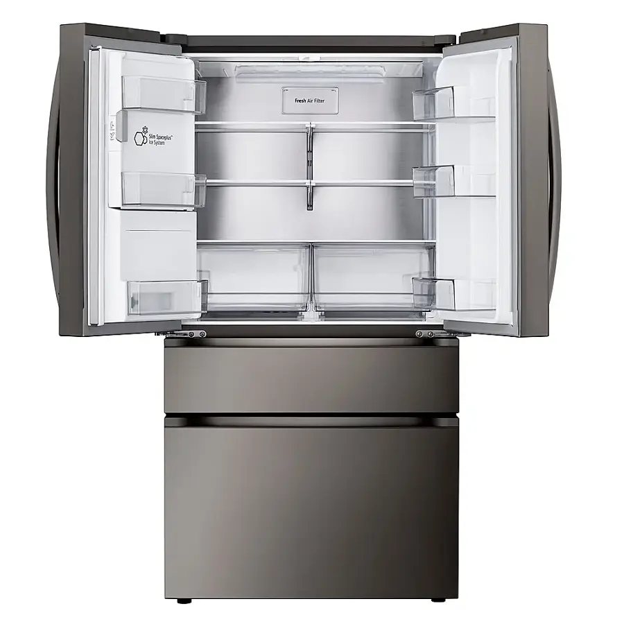 Alt View 2. LG - Standard-Depth MAX 28.6 Cu. Ft. 4-Door French Door Smart Refrigerator with Full-Convert Drawer - PrintProof Black Stainless Steel.