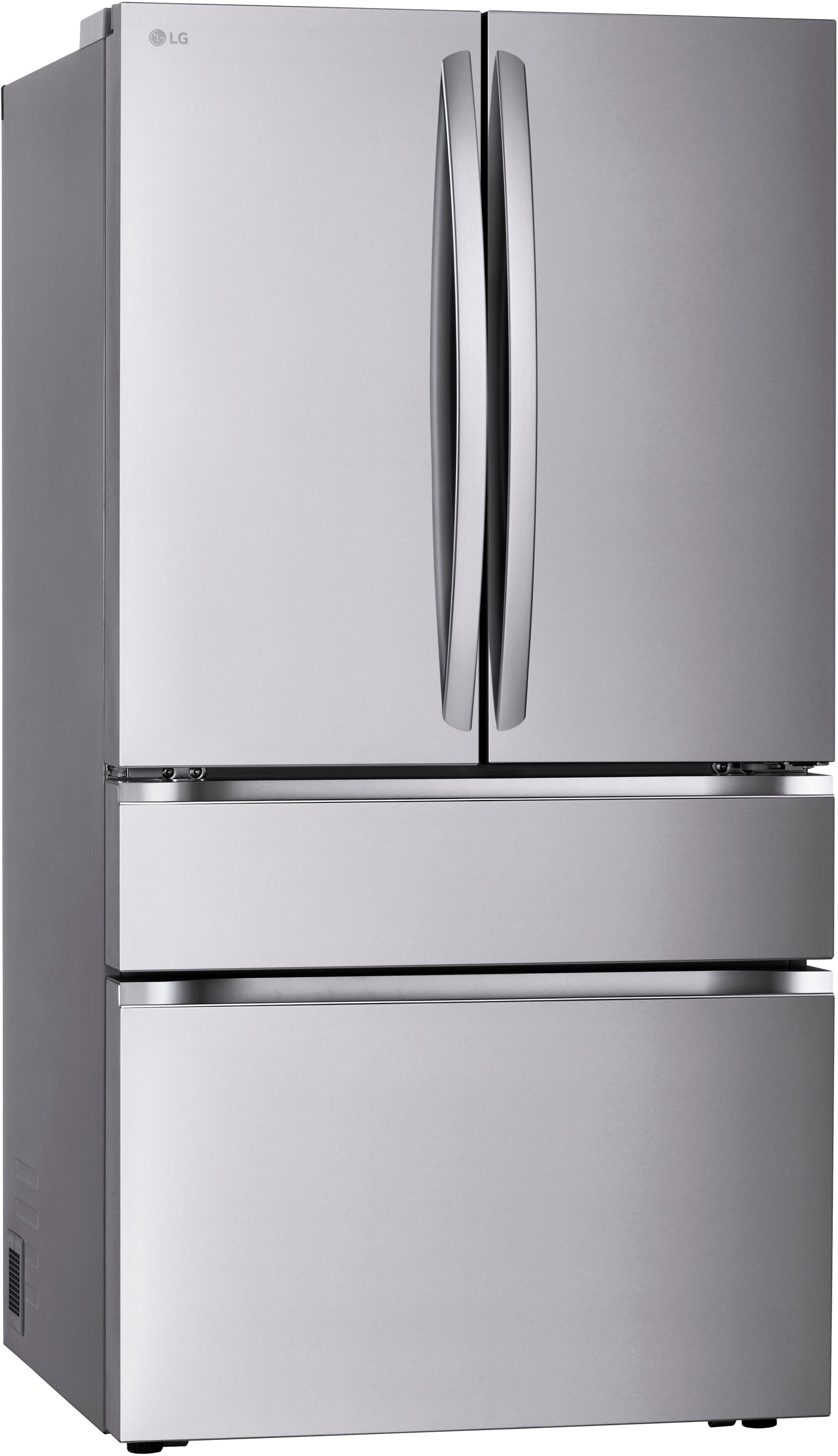 Angle View: LG - 29.6 Cu. Ft. French Door Smart Refrigerator with Full-Convert Drawer - Stainless Steel