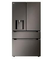 LG - Standard-Depth MAX 28.6 Cu. Ft. 4-Door French Door Smart Refrigerator with Full-Convert Drawer - Black Stainless Steel - Front_Zoom
