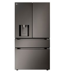 LG - 28.6 Cu. Ft. 4-Door French Door Smart Refrigerator with Full-Convert Drawer - Black Stainless Steel - Front_Zoom