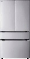 LG - Standard-Depth MAX 29.6 Cu. Ft. 4-Door French Door Smart Refrigerator with Full-Convert Drawer - Stainless Steel - Front_Zoom