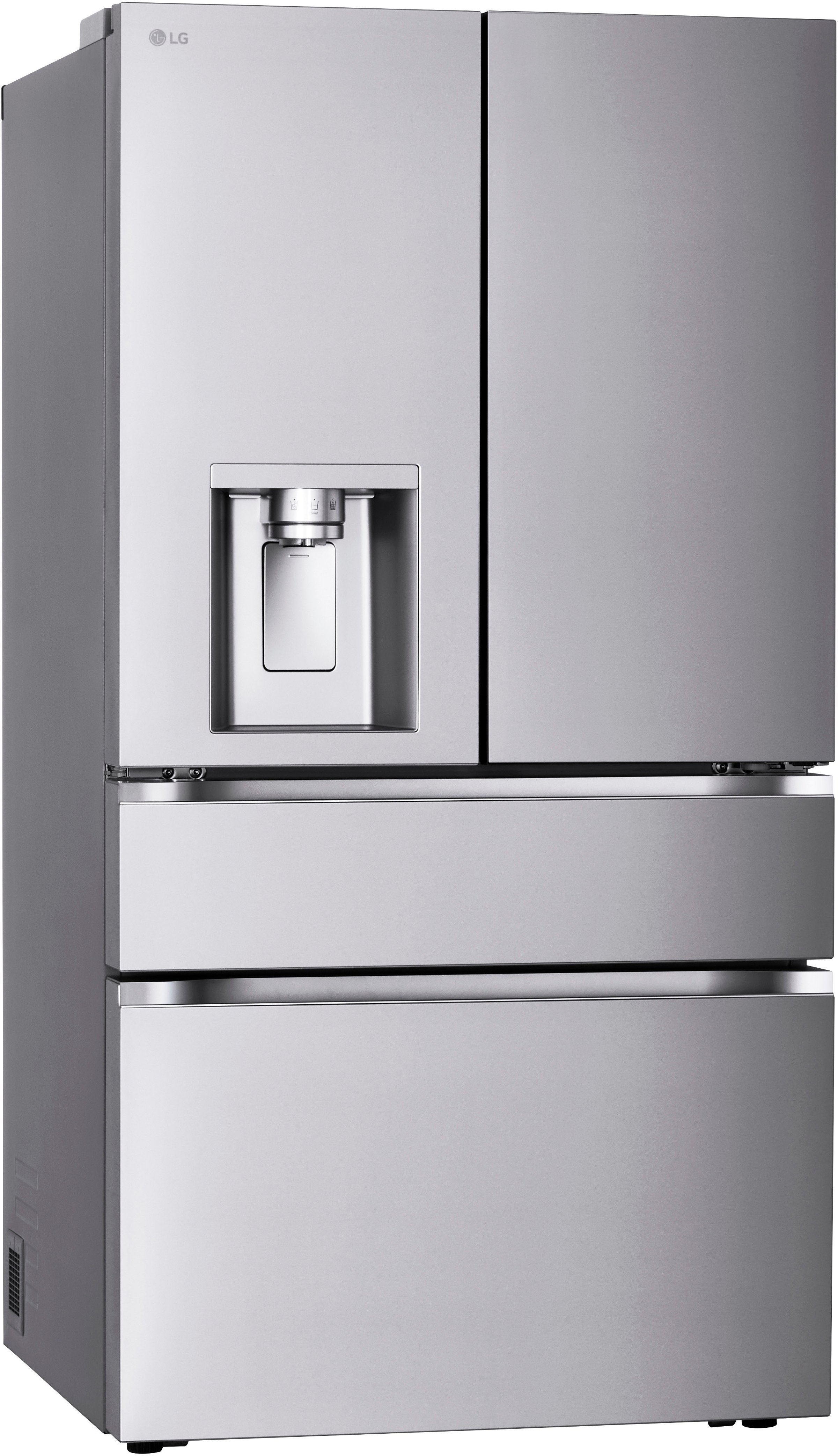 Angle View: LG - 28.6 Cu. Ft. French Door Smart Refrigerator with Full-Convert Drawer - Stainless Steel