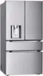 Angle. LG - Standard-Depth MAX 28.6 Cu. Ft. 4-Door French Door Smart Refrigerator with Full-Convert Drawer - PrintProof Stainless Steel.