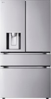 LG - 28.6 Cu. Ft. Standard-Depth MAX 4-Door French Door Smart Refrigerator with Full-Convert Drawer - Stainless Steel - Front_Zoom