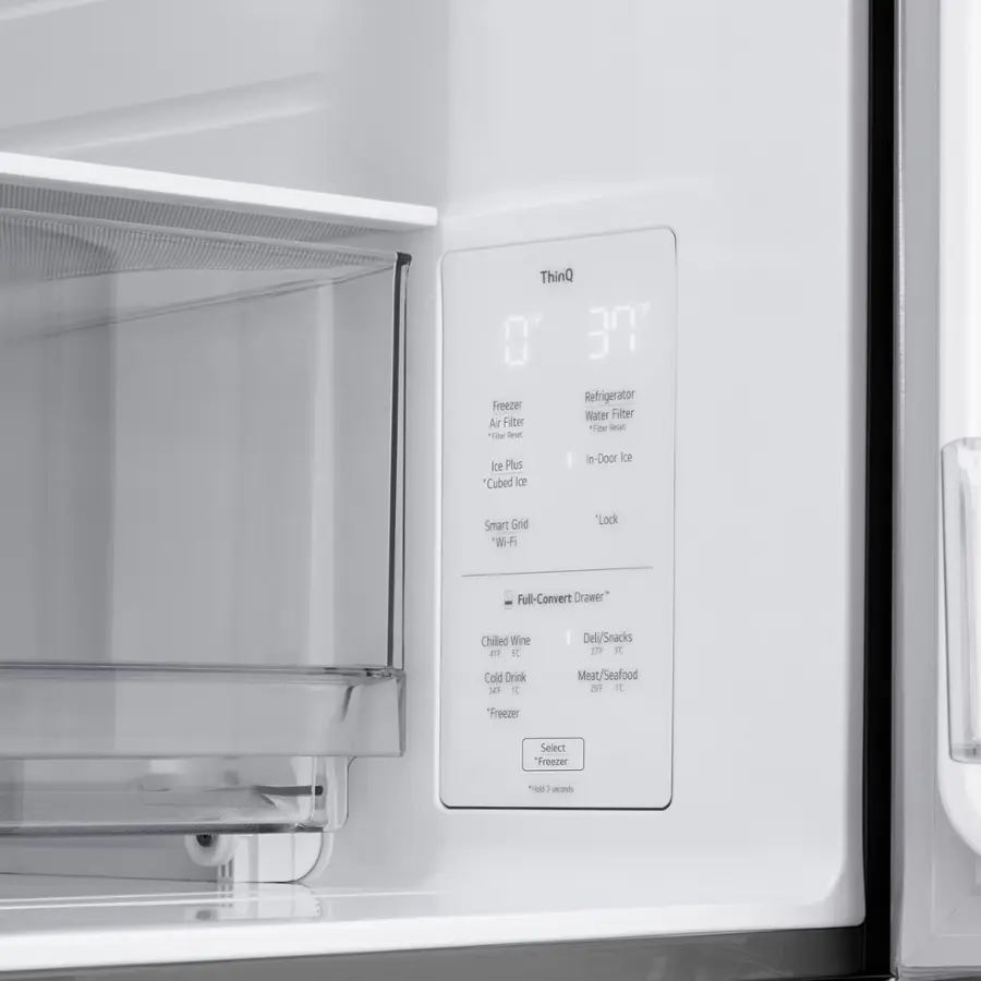 Alt View 13. LG - Standard-Depth MAX 28.6 Cu. Ft. 4-Door French Door Smart Refrigerator with Full-Convert Drawer - PrintProof Stainless Steel.