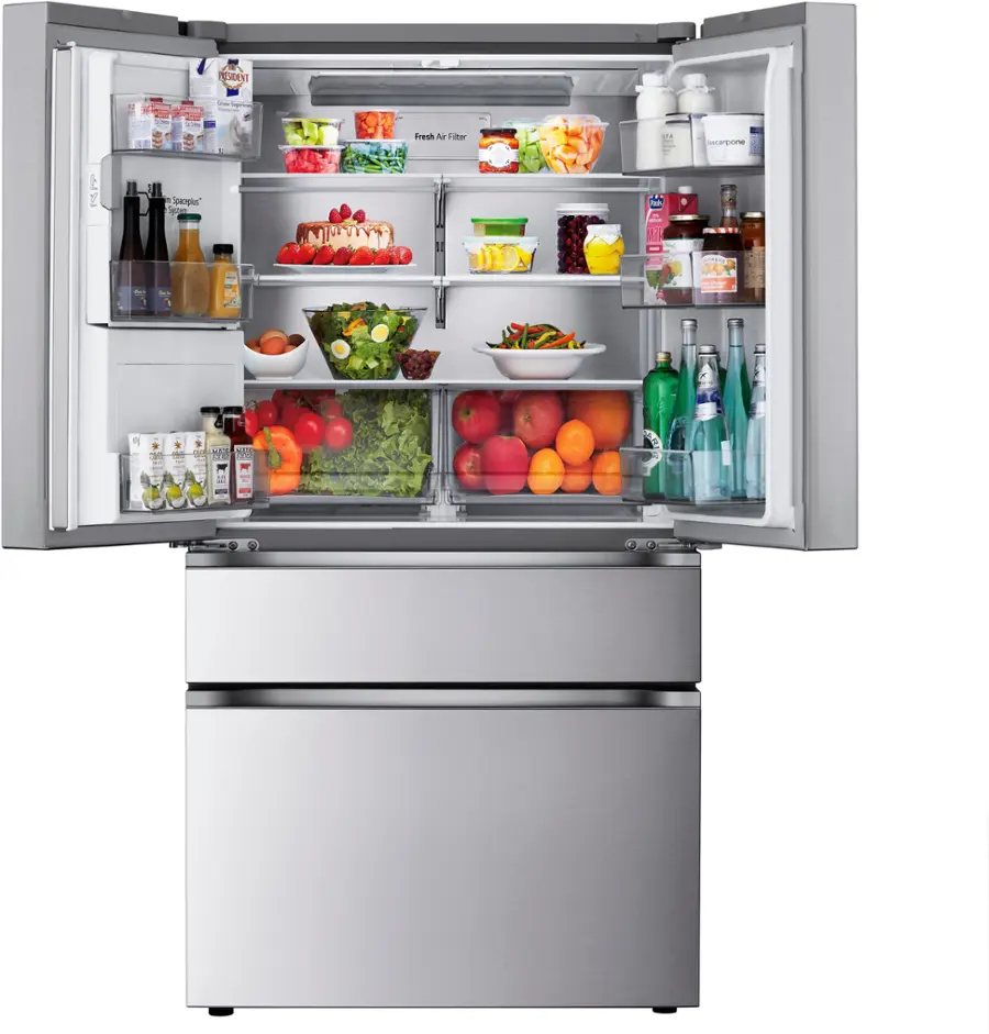 Alt View 3. LG - Standard-Depth MAX 28.6 Cu. Ft. 4-Door French Door Smart Refrigerator with Full-Convert Drawer - PrintProof Stainless Steel.