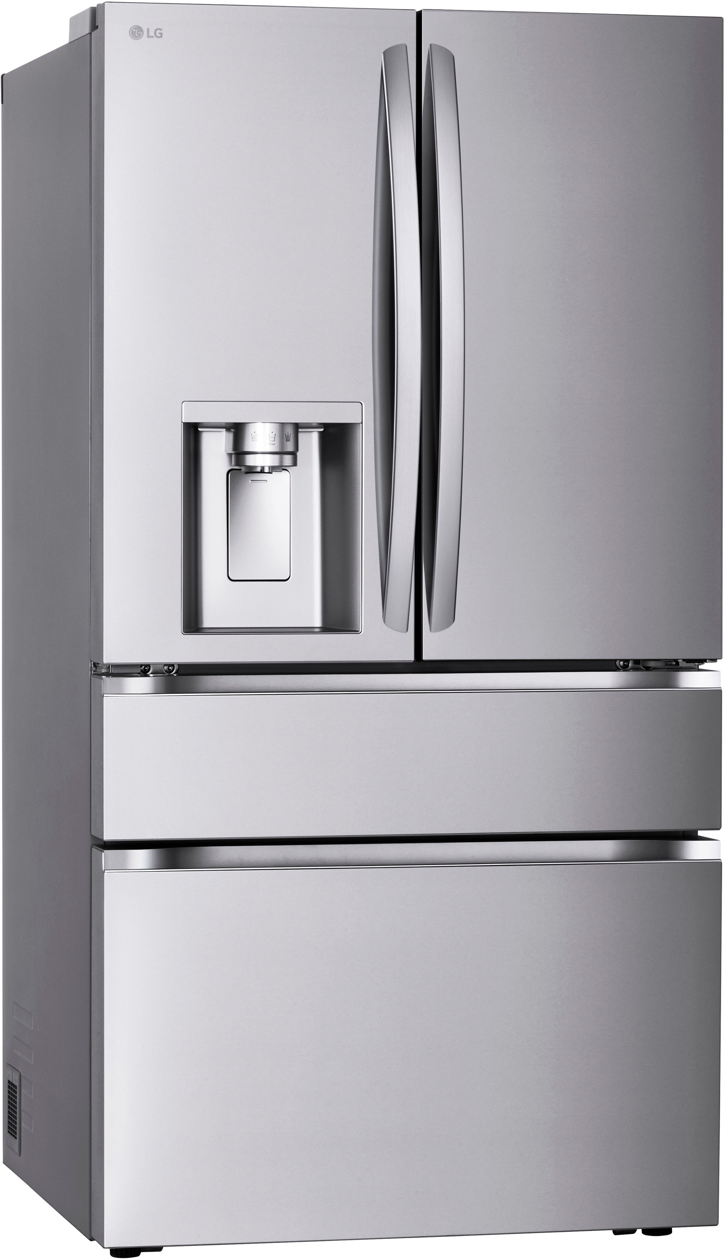 Angle View: LG - 28.6 Cu. Ft. French Door Smart Refrigerator with Full-Convert Drawer - Stainless Steel