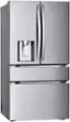 Angle. LG - Standard-Depth MAX 28.6 Cu. Ft. 4-Door French Door Smart Refrigerator with Full-Convert Drawer - PrintProof Stainless Steel.