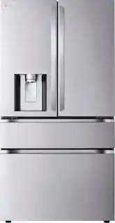 Front. LG - Standard-Depth MAX 28.6 Cu. Ft. 4-Door French Door Smart Refrigerator with Full-Convert Drawer - PrintProof Stainless Steel.