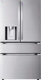 Front. LG - Standard-Depth MAX 28.6 Cu. Ft. 4-Door French Door Smart Refrigerator with Full-Convert Drawer - PrintProof Stainless Steel.