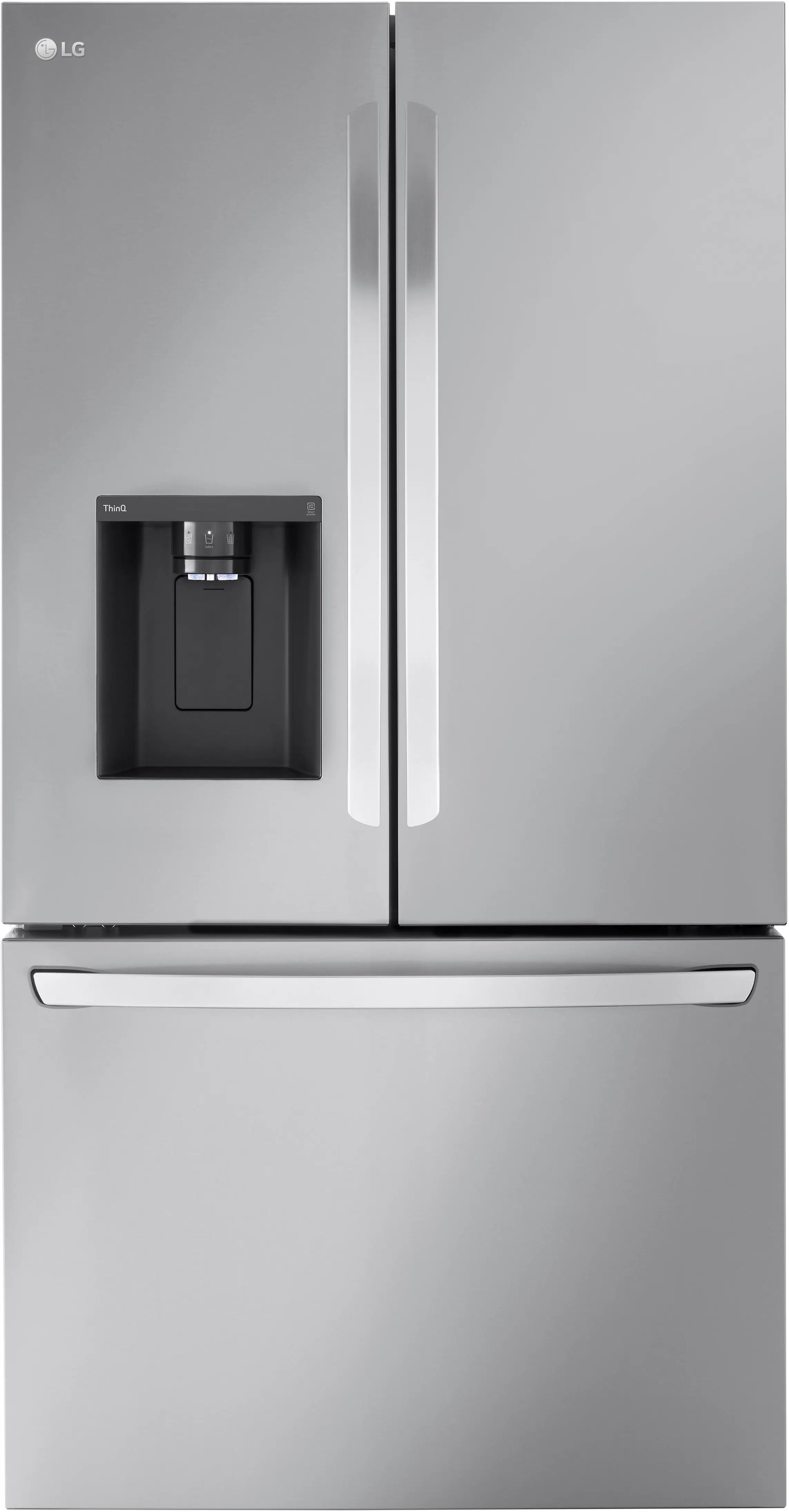 Front. LG - Standard-Depth MAX 30.7 Cu. Ft. French Door Smart Refrigerator with Dual Ice Maker - PrintProof Stainless Steel.