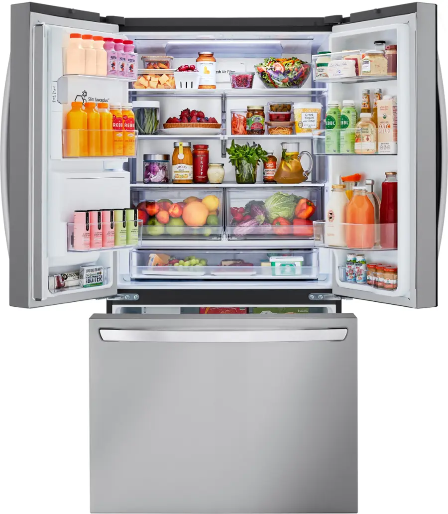 Alt View 4. LG - Standard-Depth MAX 30.7 Cu. Ft. French Door Smart Refrigerator with Dual Ice Maker - PrintProof Stainless Steel.