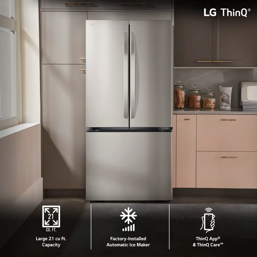 LG ThinQ VLE 21 CU. FT. Large 21 cu ft. Capacity Factory-Installed Automatic Ice Maker ThinQ App & ThinQ CareT