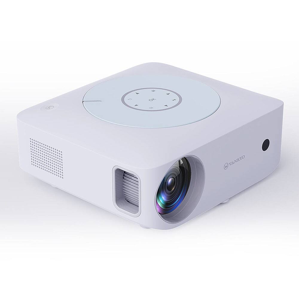 Left. Vankyo - Leisure E30TBS Native 1080P Wireless Single LCD Portable Projector, Screen Included - White/White.