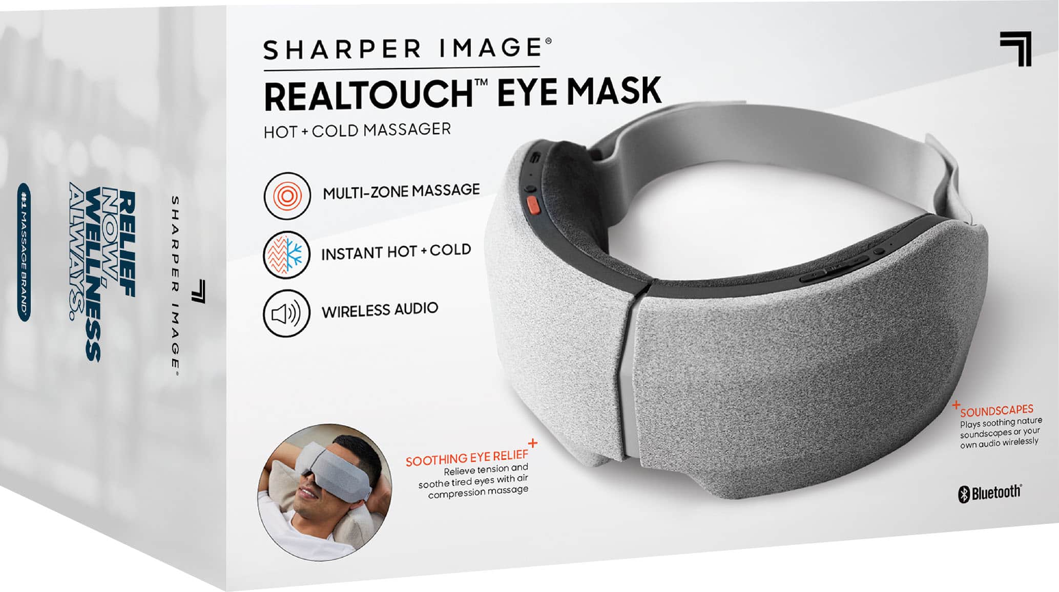 Alt View 15. Sharper Image - RealTouch Eye Mask, Hot + Cold Massager - Gray.