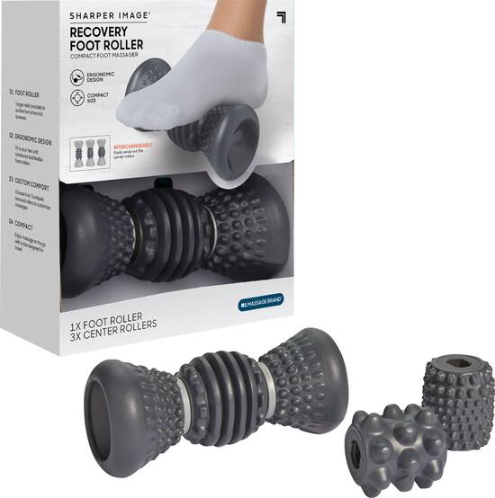 Sharper Image Recovery Foot Roller Compact Massager Gray