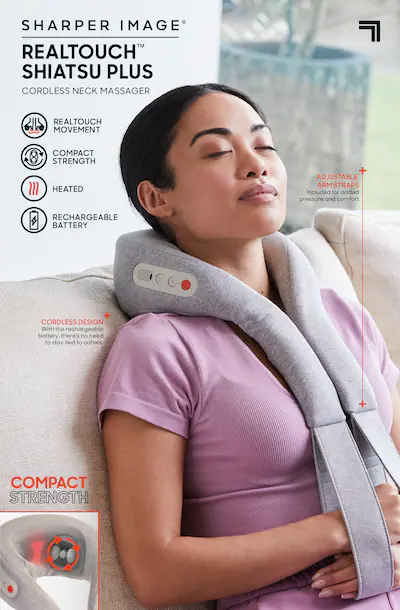 Sharper Image - Realtouch Shiatsu Plus Cordless Neck Massager - Gray Sharper Image - Realtouch Shiatsu Plus Cordless Neck Massager - Gray